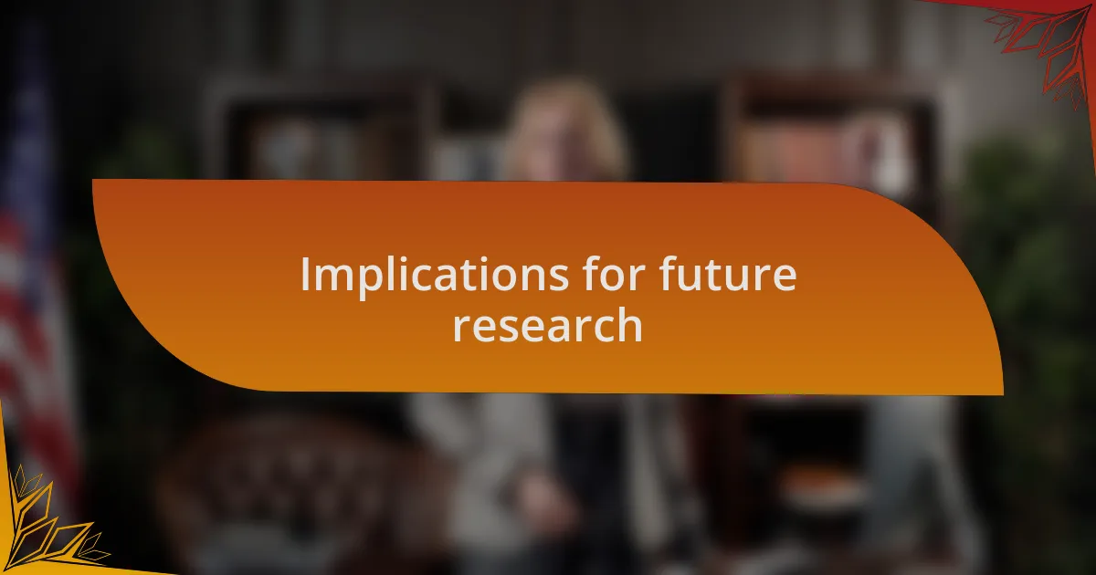 Implications for future research