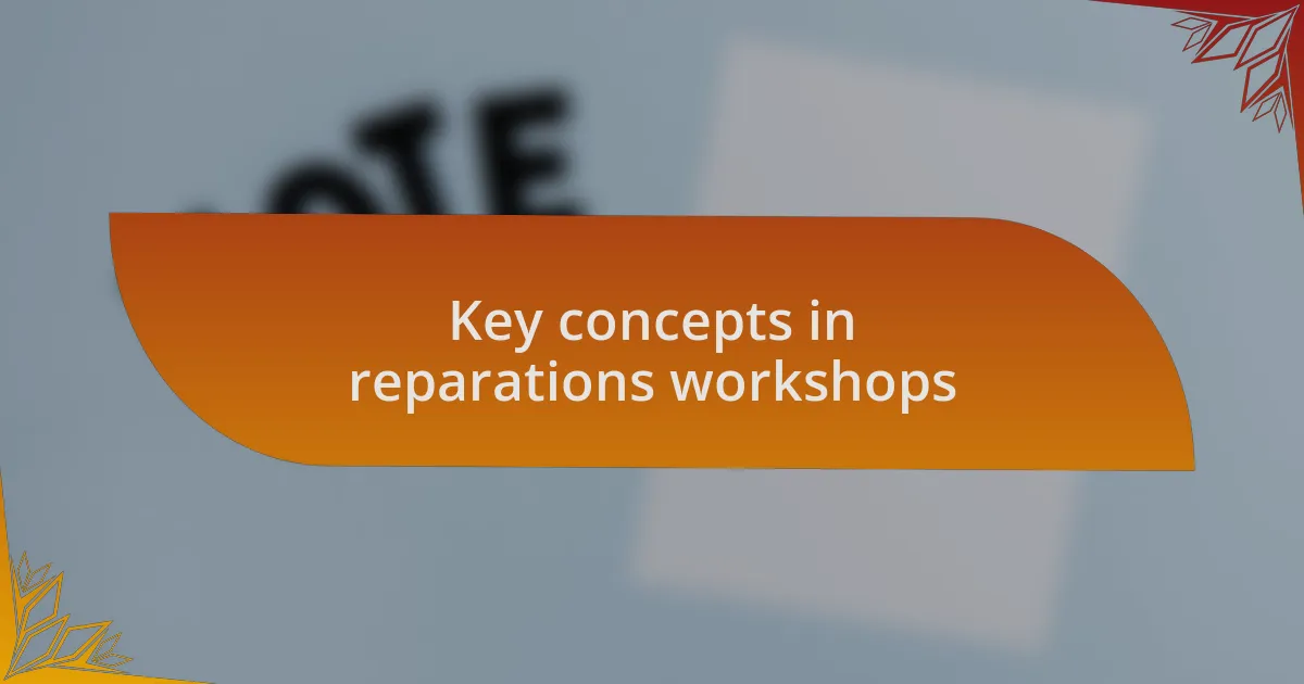 Key concepts in reparations workshops