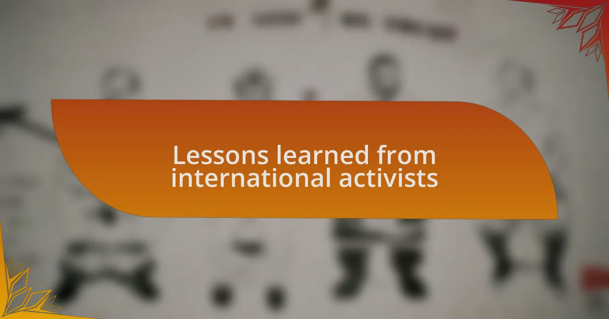 Lessons learned from international activists